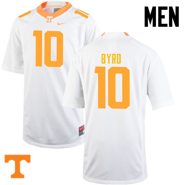 Men #10 Tyler Byrd Tennessee Volunteers College Football Jerseys-White - Click Image to Close